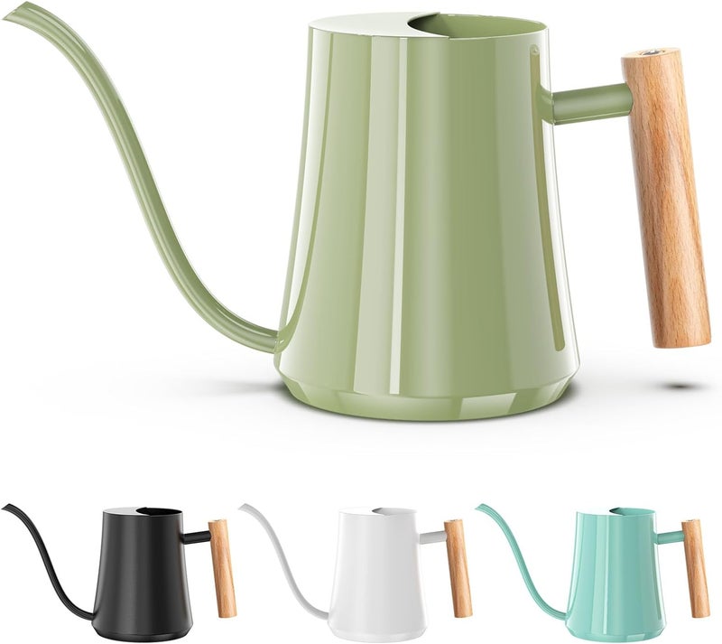 Green Moon Watering Can Indoor Plants 35oz Sage Green Water Can Indoor Metal Small Water Can Pot with Long Spout for House Bonsai Plants Garden Flower Decorative - Image 1
